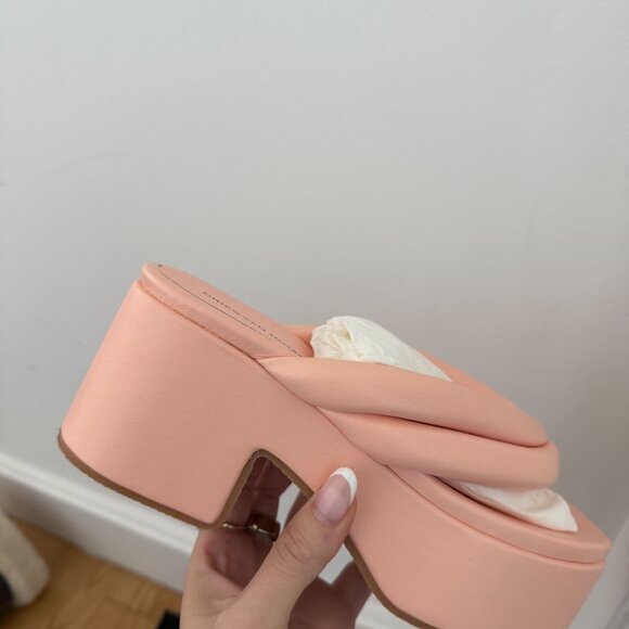 NWT Dries Van Noten Platform Flip Flop Padded Leather Straps Light Pink Sz 37.5 - Picture 4 of 10